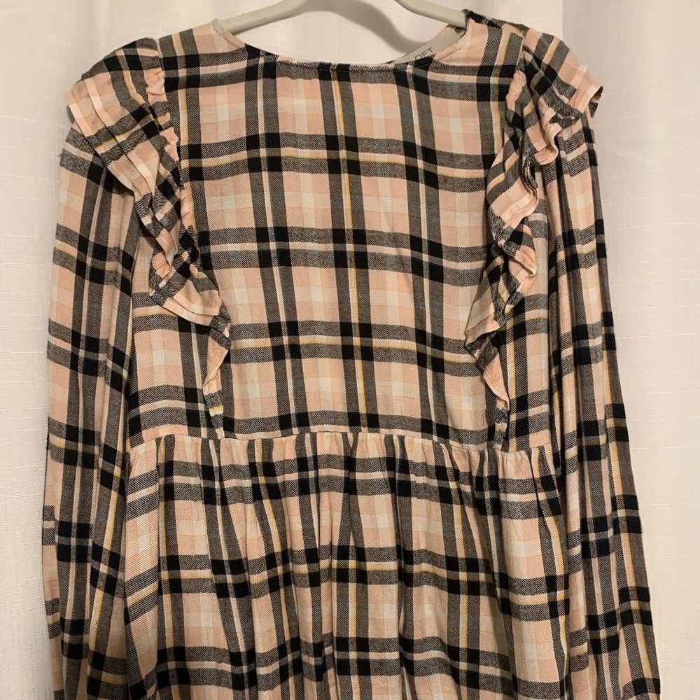 Loft XS Flannel shirt with Ruffles
